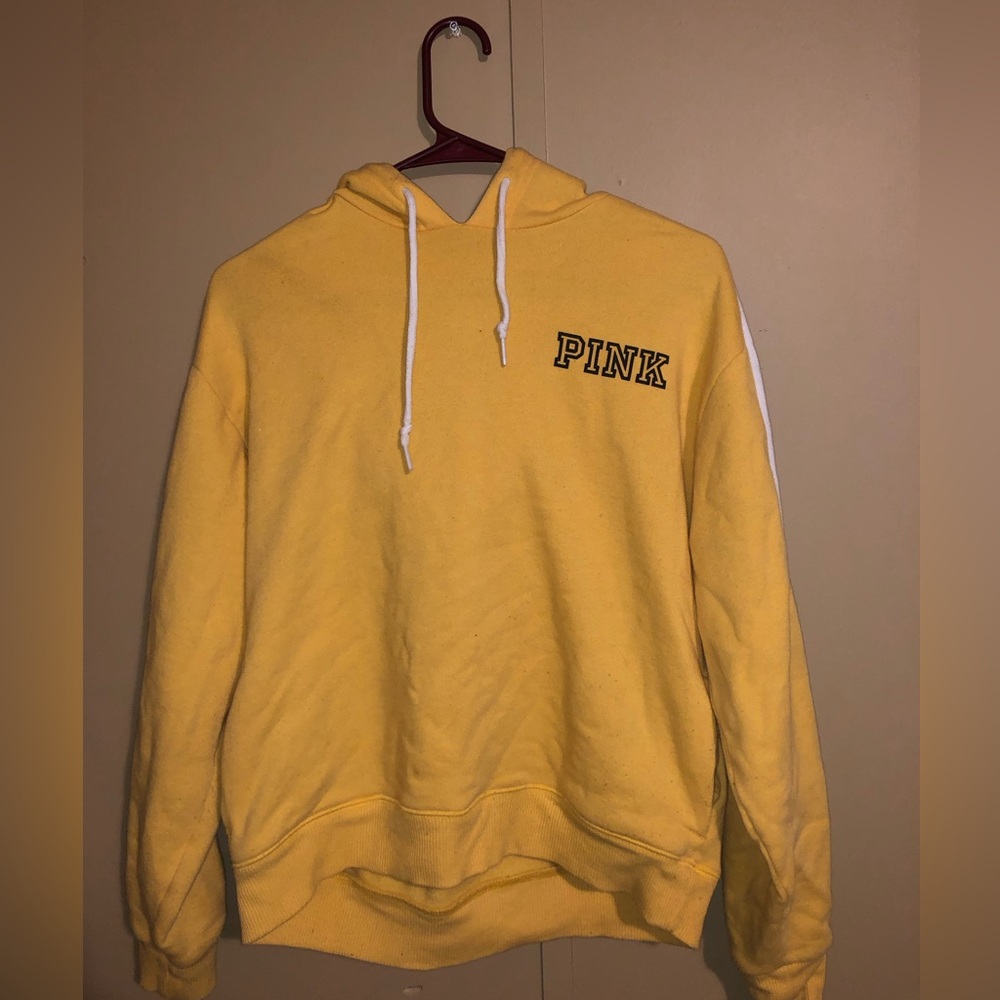 XS Victorias Secret PINK cropped hoodie yellow